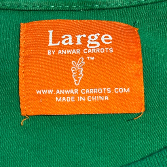 Anwar Carrots Digger Logo Green Tee T-Shirt in 100% Cotton Size Large - Picture 5 of 6